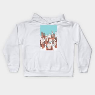 Llama Party - Brown Beige Aqua Blue Kids Hoodie